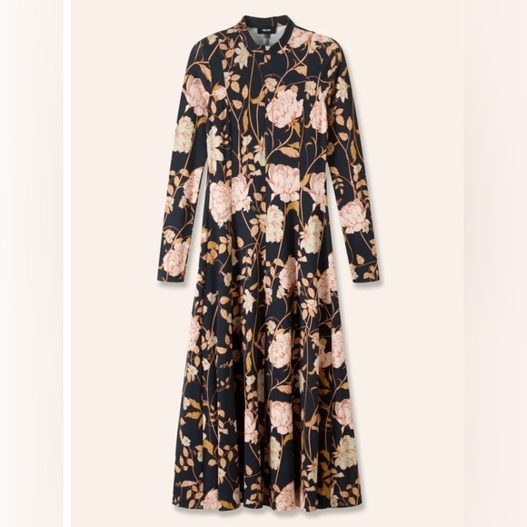 ME + EM Romantic Floral Print Stretch Woven Fit Flare Maxi Dress Size US 2 - Picture 2 of 10